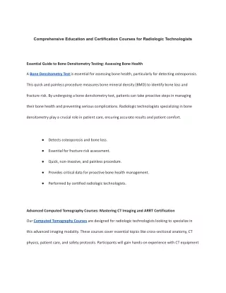 Comprehensive Education and Certification Courses for Radiologic Technologists