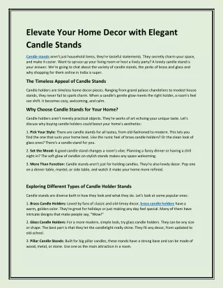 Elegant Candle Stands for Your Home – Buy Now at Dusaan