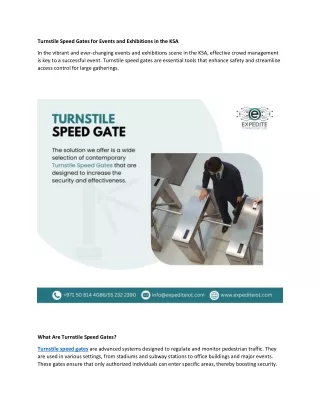 Turnstile Speed Gates Events Exhibitions KSA