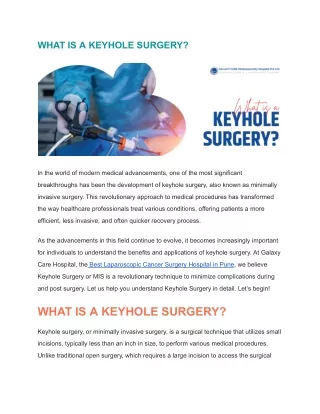 WHAT IS A KEYHOLE SURGERY