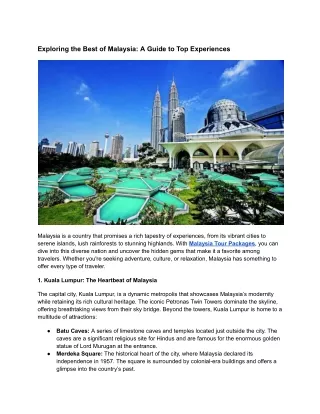 Exploring the Best of Malaysia_ A Guide to Top Experiences