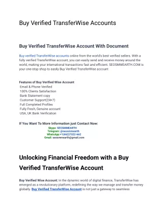The 6 Best Alternatives to Buy Verified Transferwise Account