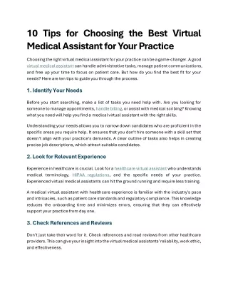 10 Tips for Choosing the Best Virtual Medical Assistant for Your Practice