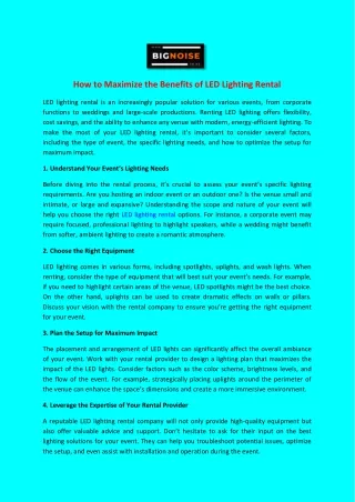 How to Maximize the Benefits of LED Lighting Rental