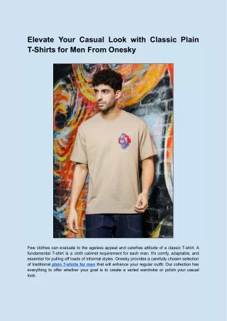 Elevate Your Casual Look with Classic Plain T-Shirts for Men From Onesky