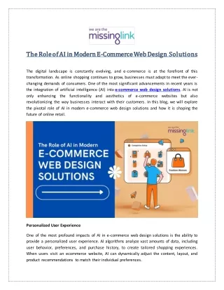 The Role of AI in Modern E-Commerce Web Design Solutions