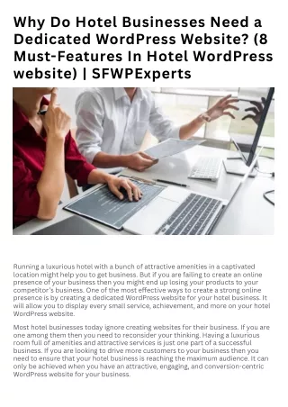Why Do Hotel Businesses Need a Dedicated WordPress Website (8 Must-Features In Hotel WordPress website)