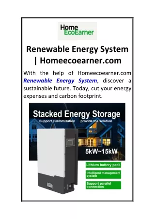 Renewable Energy System  Homeecoearner.com