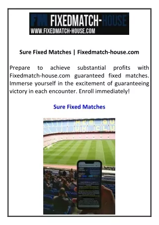 Sure Fixed Matches  Fixedmatch-house.com