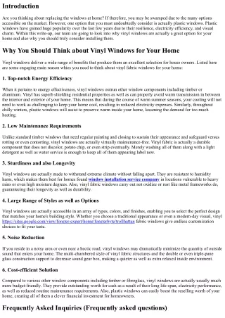 Why You Should Look At Vinyl Windows for Your Home