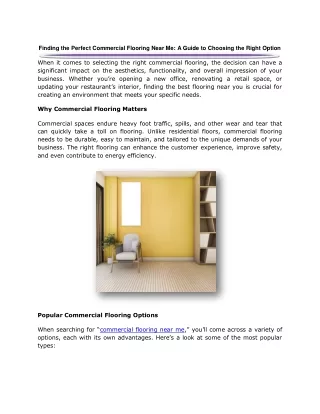 Finding the Perfect Commercial Flooring Near Me A Guide to Choosing the Right Option