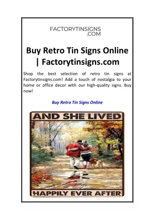 Buy Retro Tin Signs Online  Factorytinsigns.com