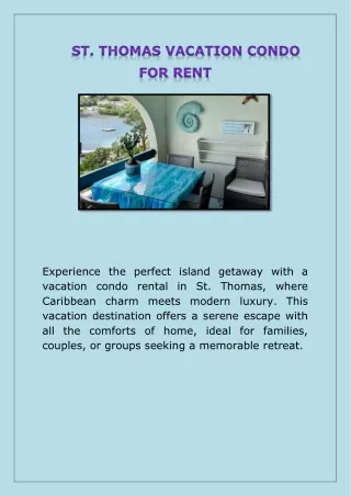 ST. THOMAS VACATION CONDO FOR RENT