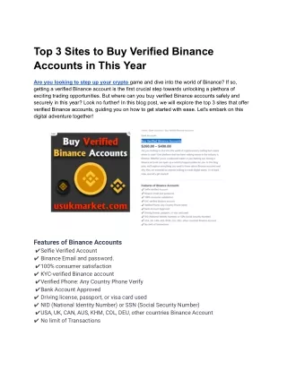 Top 3 Sites to Buy Verified Binance Accounts in This Year
