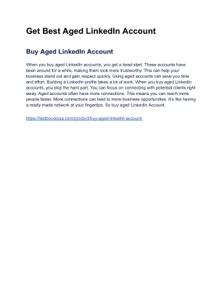 Get Best Aged LinkedIn Account 2024-2025