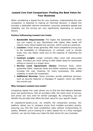 Leased Line Cost Comparison_ Finding the Best Value for Your Business