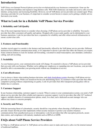 What to Look for in a Reliable VoIP Phone Service Provider