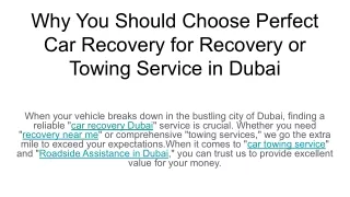 Why You Should Choose Perfect Car Recovery for Recovery or Towing Service in Dubai