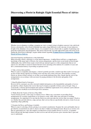 13 Watkins Flowers of Distinction