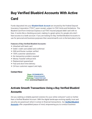 20 Best Ways To Sell Buy Verified Bluebird Accounts