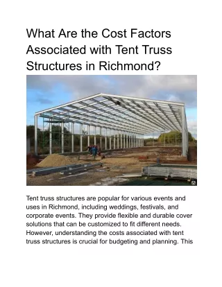 What Are the Cost Factors Associated with Tent Truss Structures in Richmond