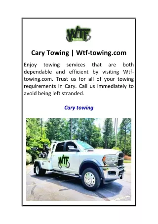 Cary Towing  Wtf-towing.com