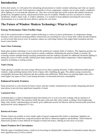 The Future of Window Modern Technology: What to Expect