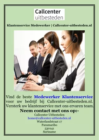 Klantenservice Medewerker  Callcenter-uitbesteden.nl