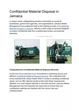 Confidential Material Disposal in Jamaica