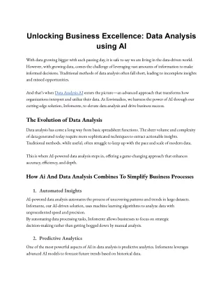 Unlocking Business Excellence: Data Analysis using AI