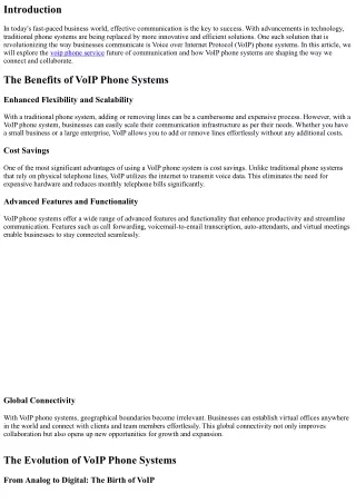 The Future of Communication: VoIP Phone Systems