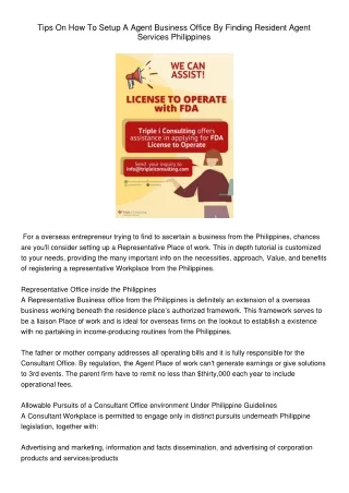 TipsOnHowToSetupAAgentBusinessOfficeByFindingResidentAgentServicesPhilippines