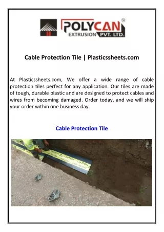 Cable Protection Tile  Plasticssheets.com