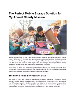 The Perfect Mobile Storage Solution for My Annual Charitable Mission