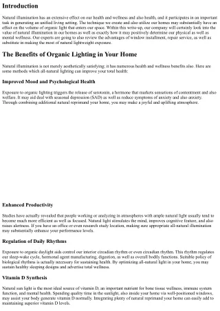 The Web Link Between Natural Light and Health at home