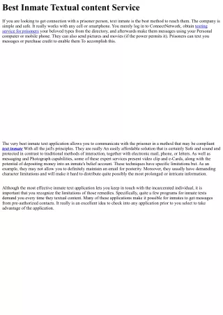 Very best Inmate Textual content Provider