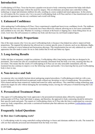 5 Reasons Why I Love My Post-CoolSculpting Body in El Paso