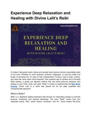 Experience Deep Relaxation and Healing with Divine Lalit’s Reiki