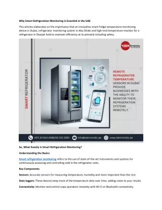 The Importance of Smart Refrigeration Monitoring in the UAE