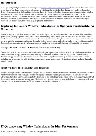 Exploring Cutting-edge Window Technologies for Ideal Functionality