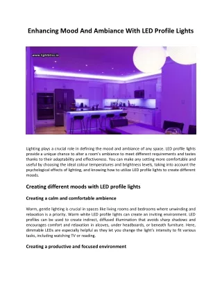 Enhancing Mood And Ambiance With LED Profile Lights - Light Bliss