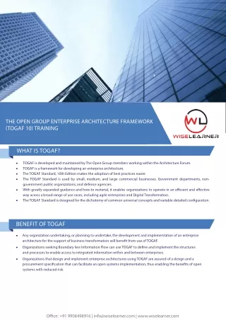 WL - TOGAF 10 Training and Certification Course