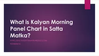 What is Kalyan Morning Panel Chart in Satta Matka?