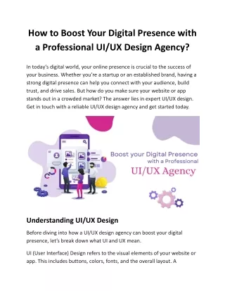 How to Boost Your Digital Presence with a Professional UI_UX Design Agency_