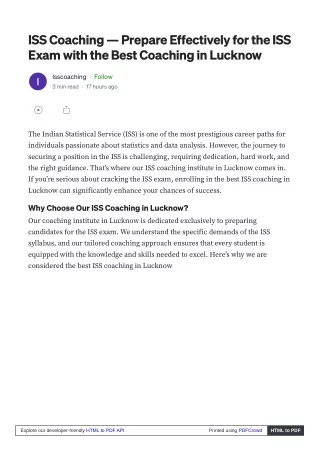 ISS Coaching in Lucknow: Understanding the Advantages