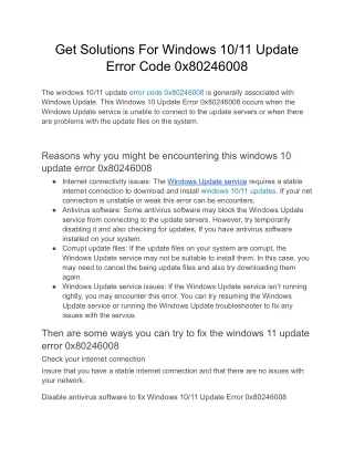 Error Code 0x80246008