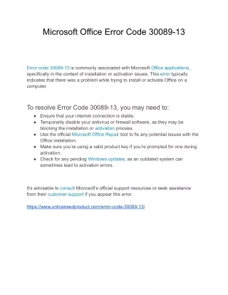 Error Code 30089-13