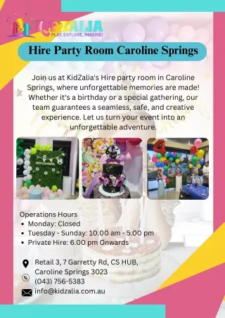 Hire Party Room in Caroline Springs  KidZalia