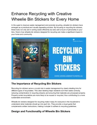 Recycling bin stickers