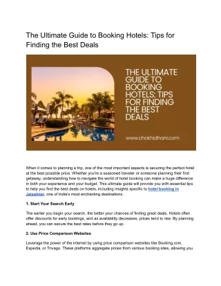 The Ultimate Guide to Booking Hotels: Tips for Finding the Best Deals